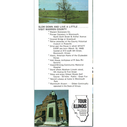 Vintage Warren County Illinois Travel Promo Brochure AD7