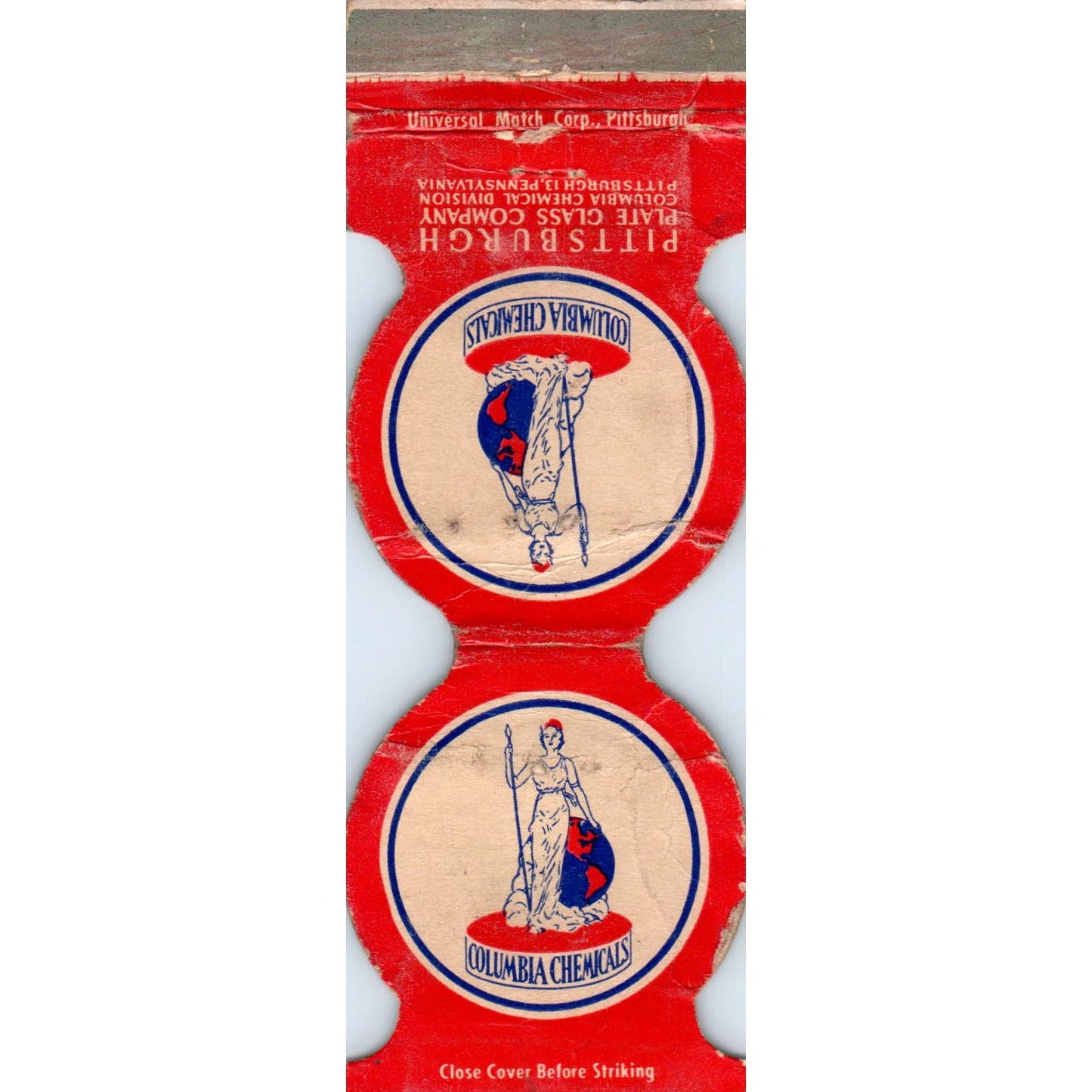 Columbia Chemicals Pittsburgh Plate Glass Company Matchbook Cover SA1-M4