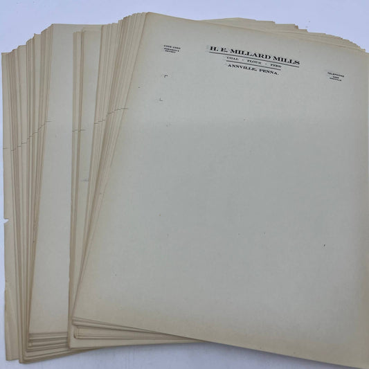 Huge Lot of Blank Letterhead H.E. Millard Mills Coal Flour Feed Annville PA TI6