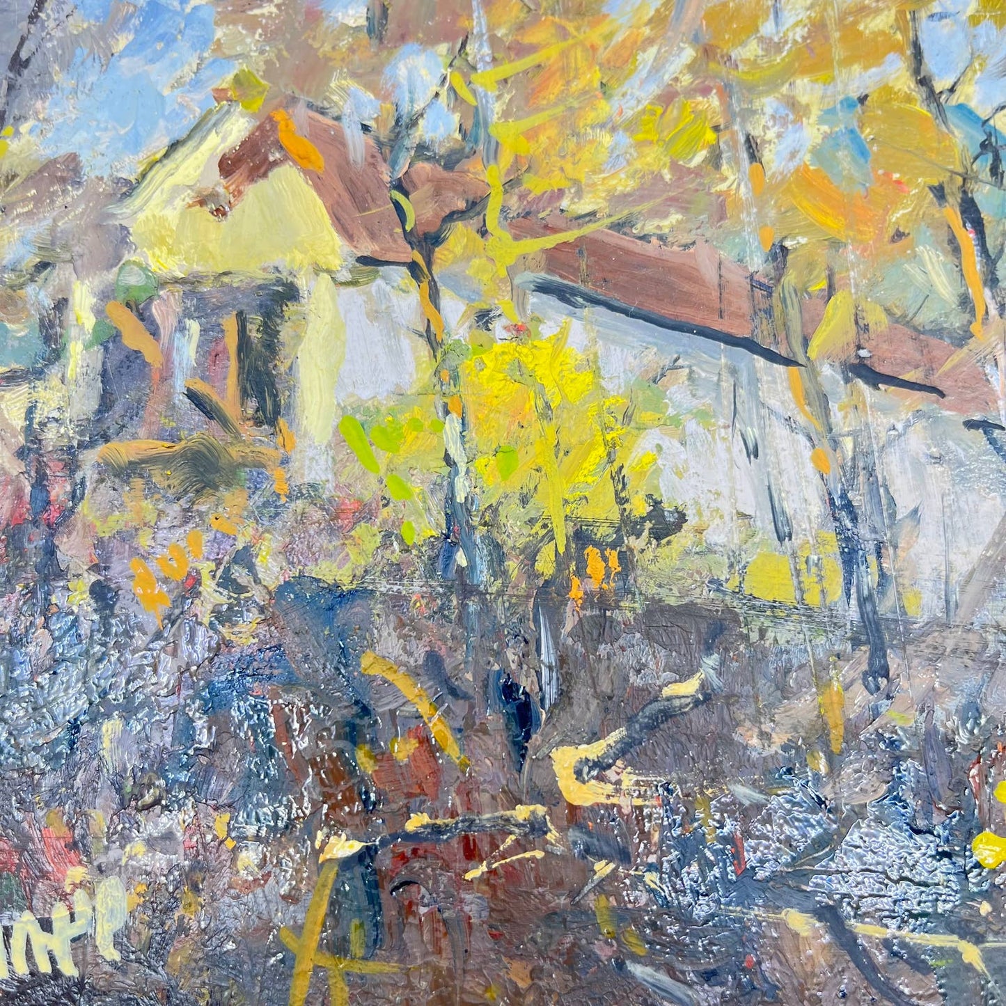 Covered Bridge - Joel Knapp Signed Original Artwork Oil on Masonite 6x8” TF9