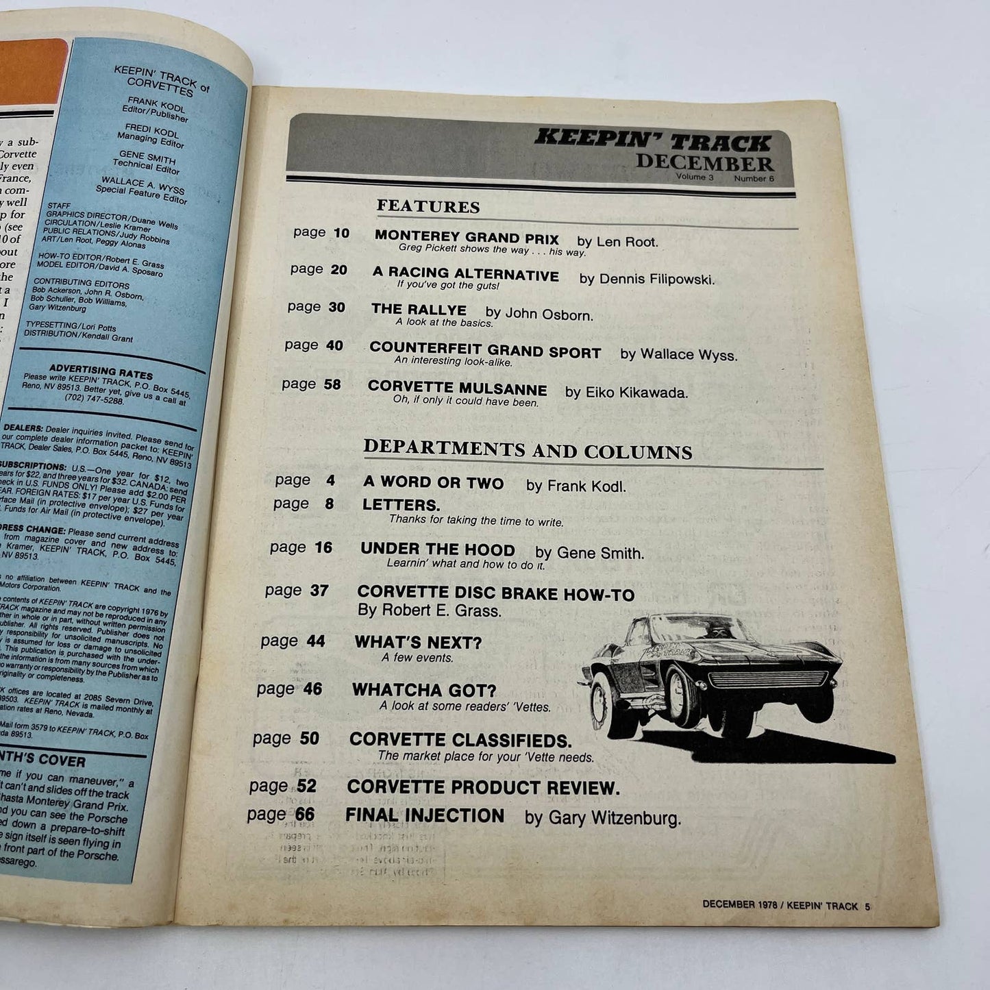 1978 Dec Keepin' Track of Vettes Corvette Magazine Road Racing Vettes TG1