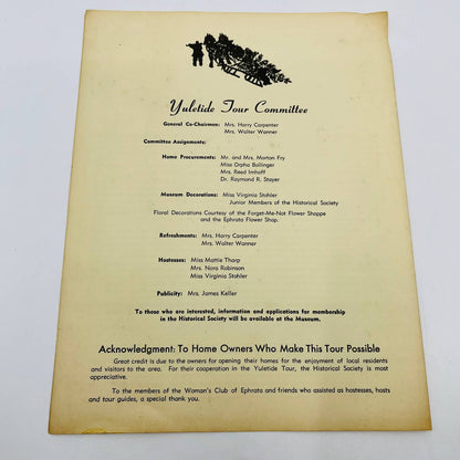 1971 Yuletide Tour Program Historical Society Cocalico Valley Epherata PA D3