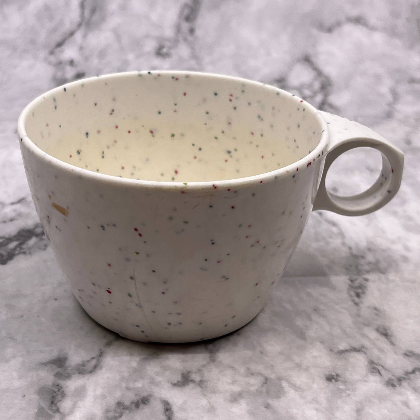 Imperial Ware Speckled Confetti White MCM Coffee Tea Cup Melmac Malamine TA3