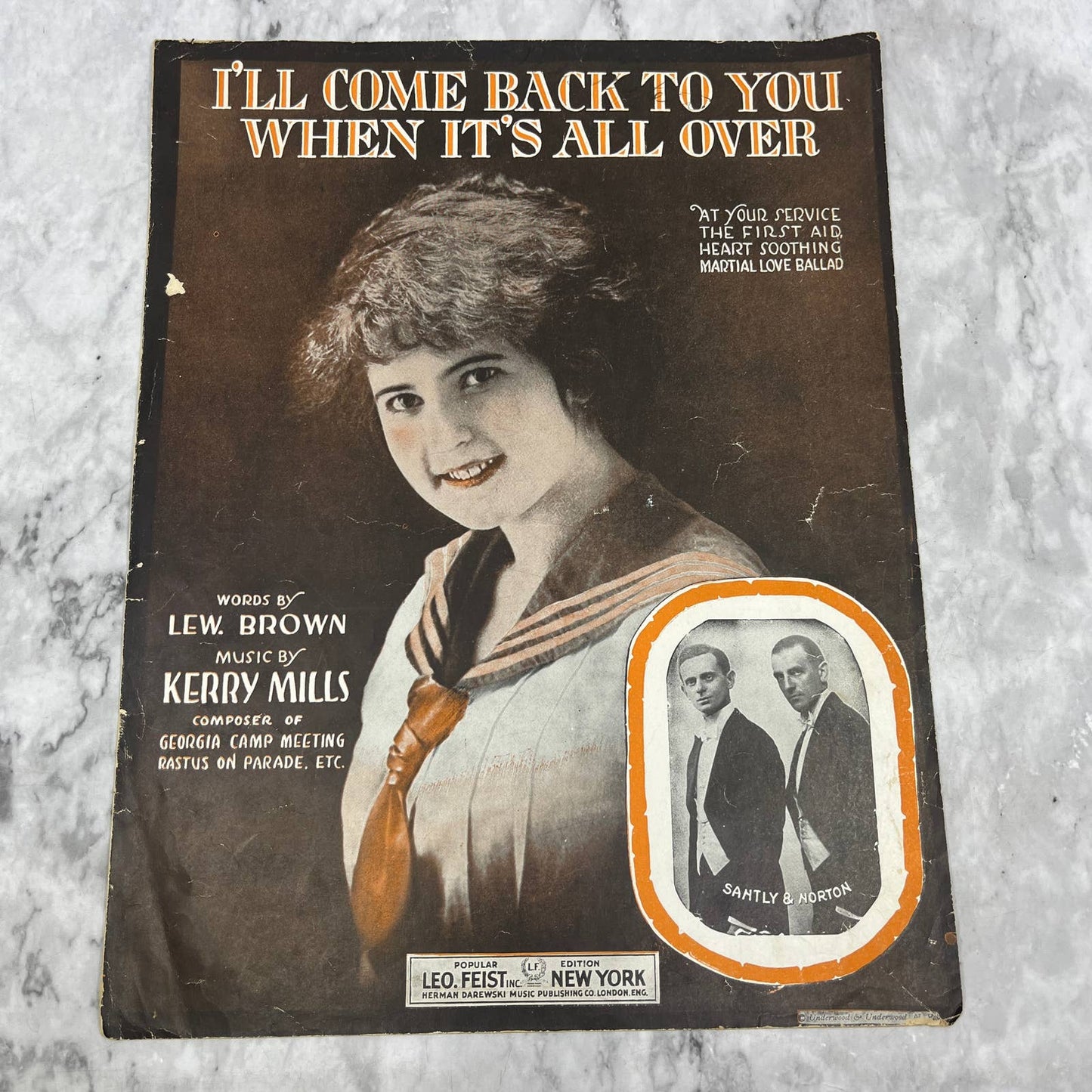 I'll Come Back To You When It's All Over Lew Brown 1917 Sheet Music TK2-SM3