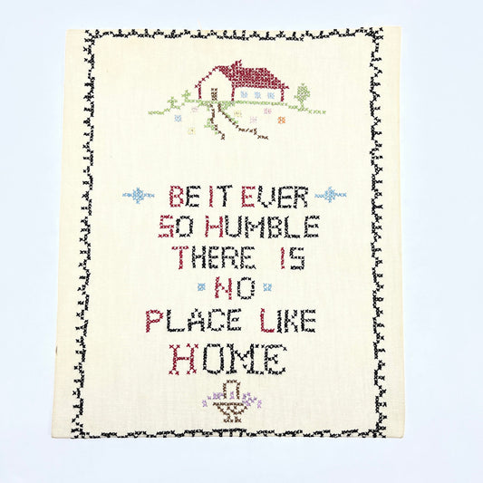 Vintage Cross Stitch Sampler No Place Like Home 10x12 V43-4