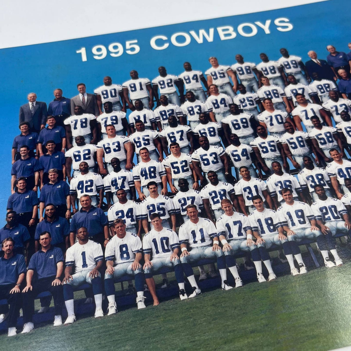 1995 Dallas Cowboys Team Photo 8x10 Troy Aikman Emmitt Smith Michael Irvin AC2