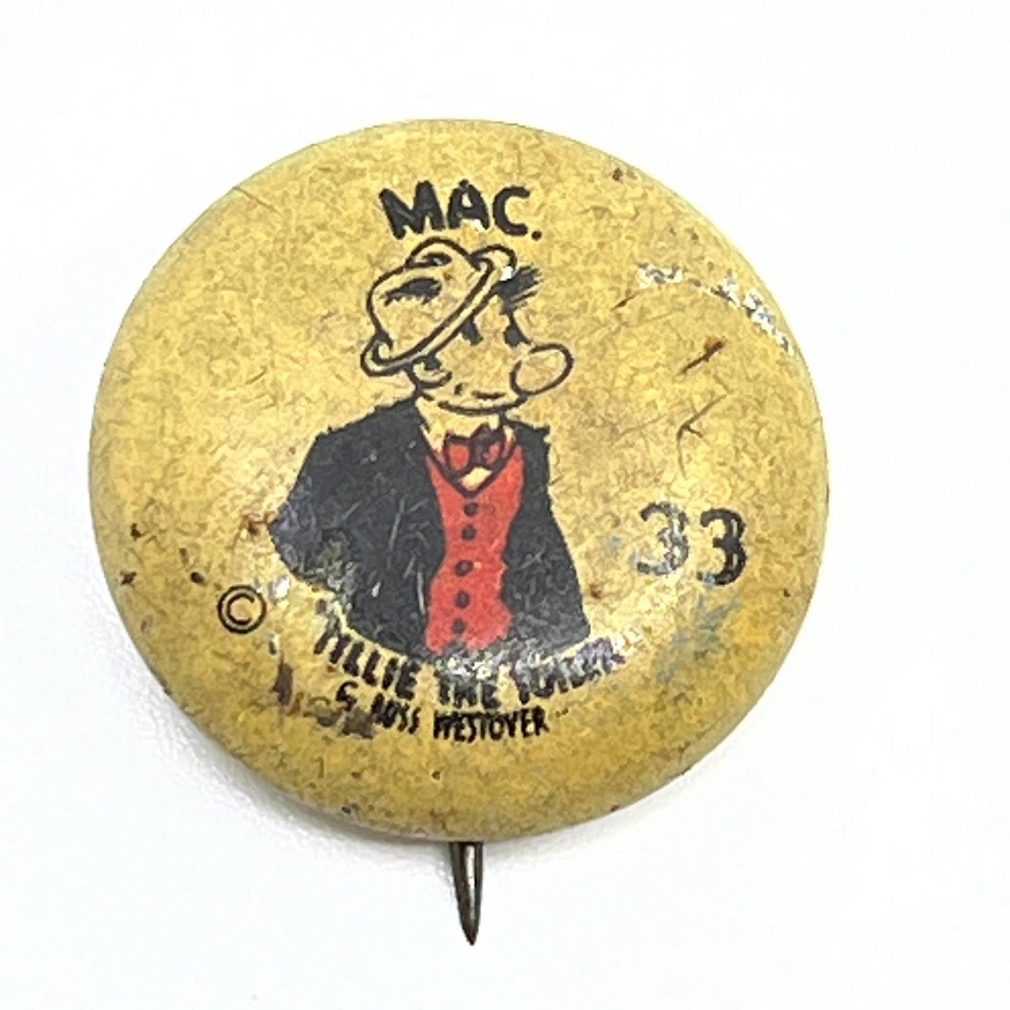 1930s Tillie the Toiler 33 Mac Western Theatre Premium Pinback Button SD9