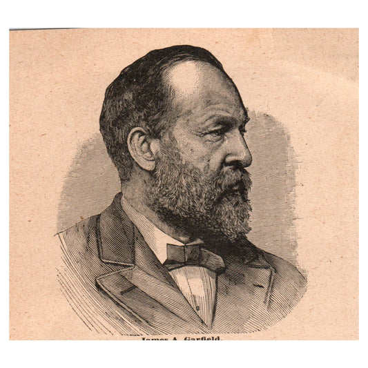 President James A. Garfield Portrait 4x4" Original Engraving 1899 AK3-7