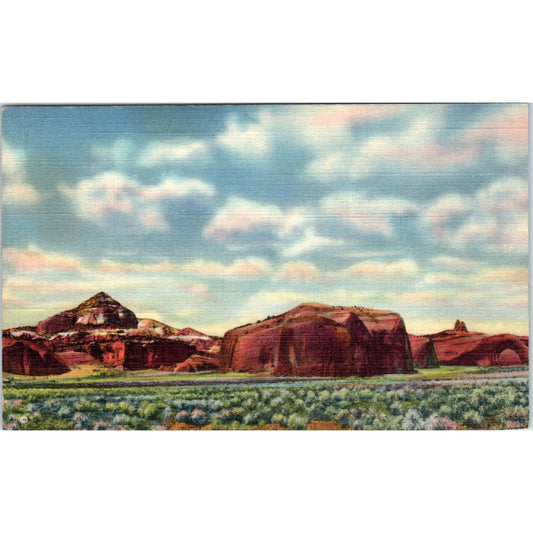 No. 1 Pyramid Red Rocks and Navajo Church Gallup NM Original Postcard TJ9-P2