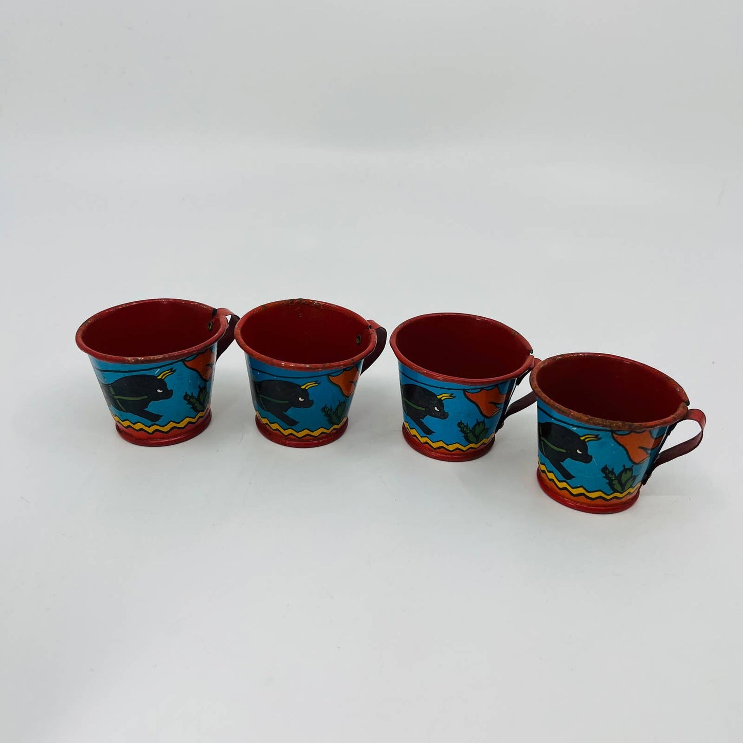 1940's Ohio Art Tin Litho The Little Mexican Boy Sombrero Bull Tea Set 14pc TD2