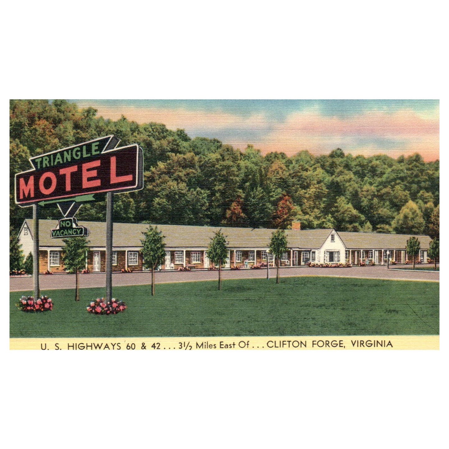 Triangle Motel Clifton Forge Virginia RB Bennington HP Weikel - Postcard TJ8-2