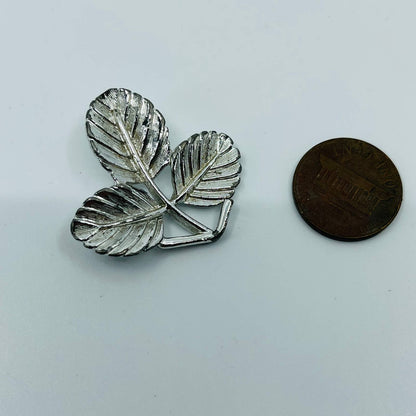 Vintage Sarah Coventry Three Leaf Brooch Silver Tone SA6