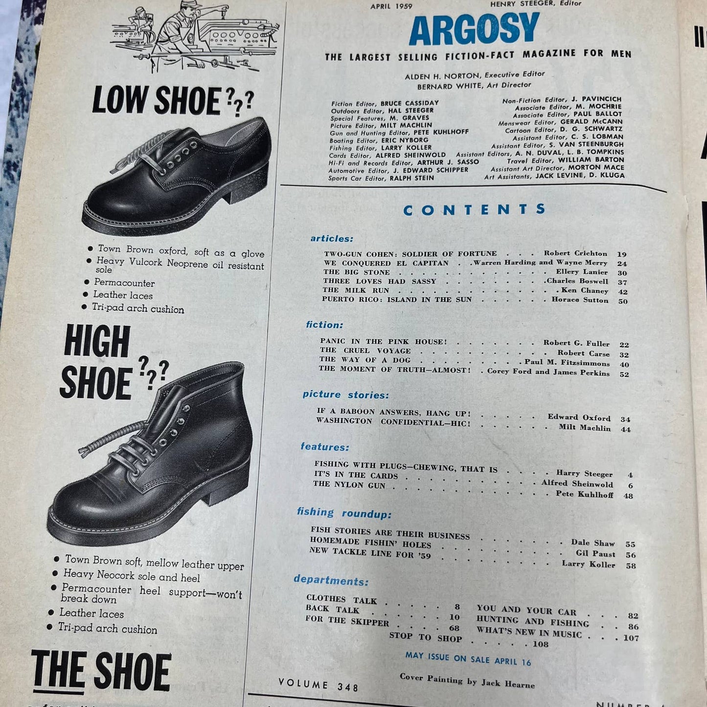 Vintage ARGOSY Men's Magazine April 1959 Climbing El Capitan Fishing TJ3