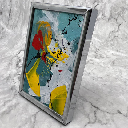 Framed Original Abstract Art Painting 3.5x5" Mini With COA TI6