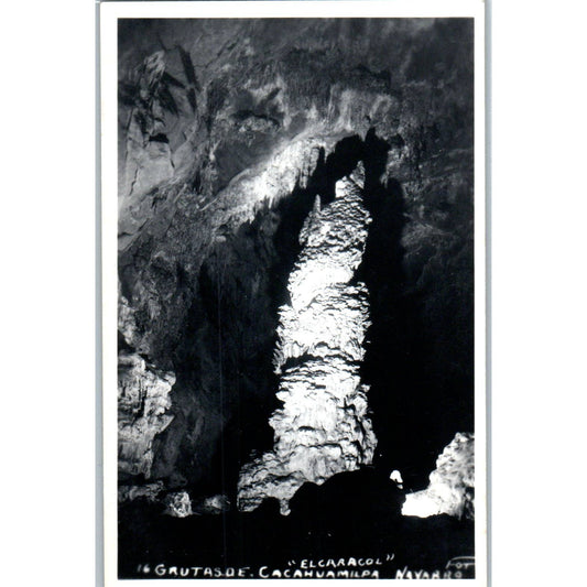 El Caracol Grutas De Cacahuamuda Navarro - Original RPPC Postcard TJ7-MP