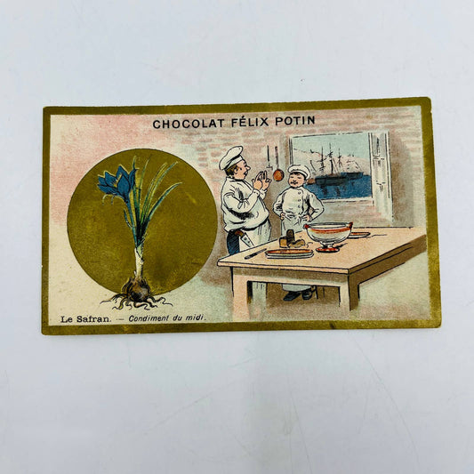 Victorian 1800s French Trade Card Chefs Cook Chocolate Chocolat Félix Potin AA2