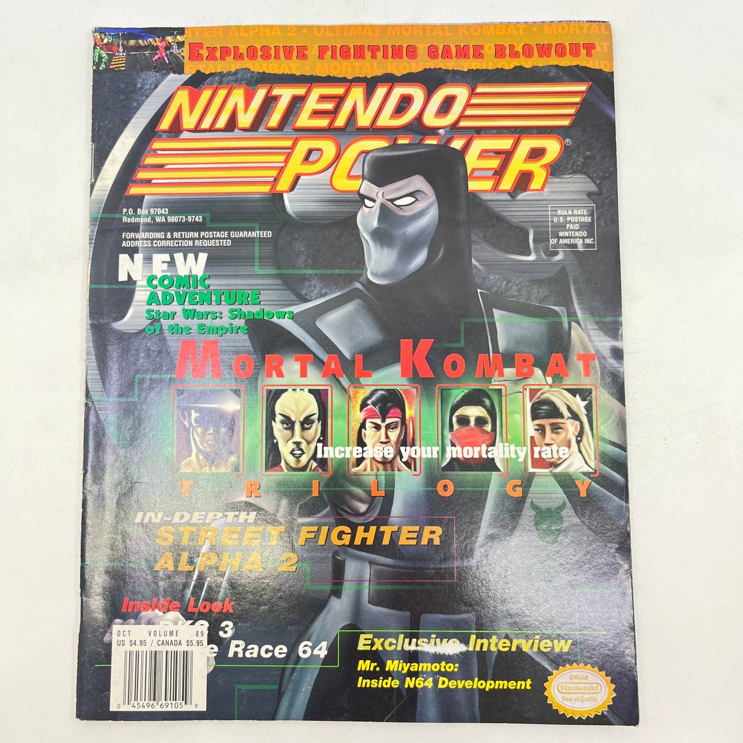 1996 Nintendo Power 89 MORTAL KOMBAT w/DONKEY KONG Poster TE9