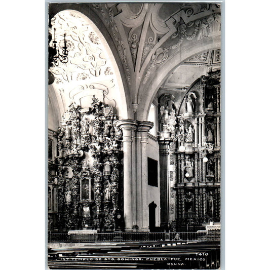 Int. Templo De Sto. Domingo Puebla-Pue Mexico - Original RPPC Postcard TJ7-MP