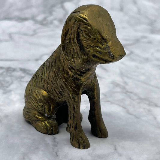 Vintage Action Solid Brass Golden Retriever Dog Figurine Paperweight 3” TE2