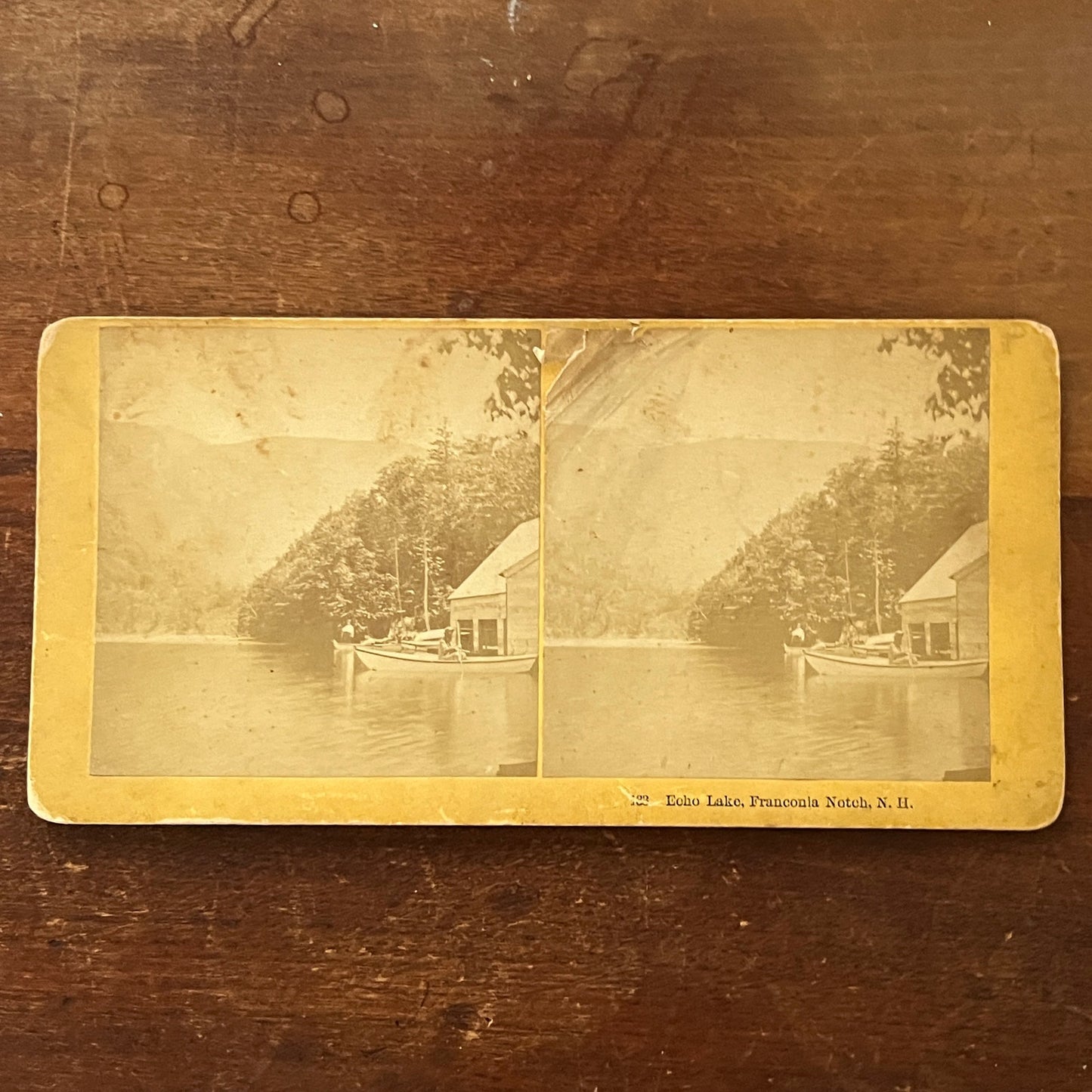 Echo Lake Franconia Notch NH Antique Stereoview Card H2-4