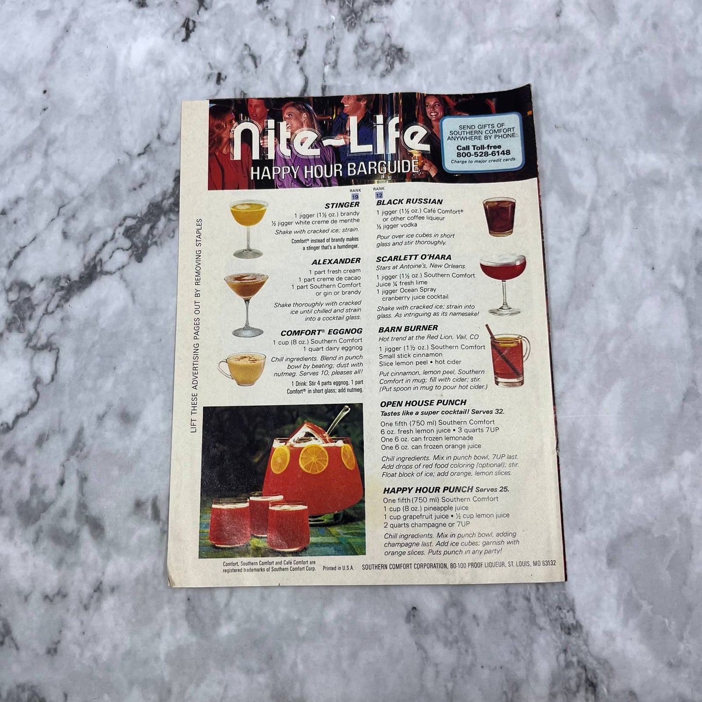 1979 Nite Lite Happy Hour Barguide Alchohol Drink Recipe Southern Comfort TJ4