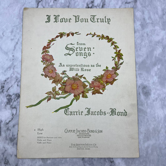 I Love You Truly Vtg Sheet Music From Seven Songs Carrie Jacobs Bond TH1-2