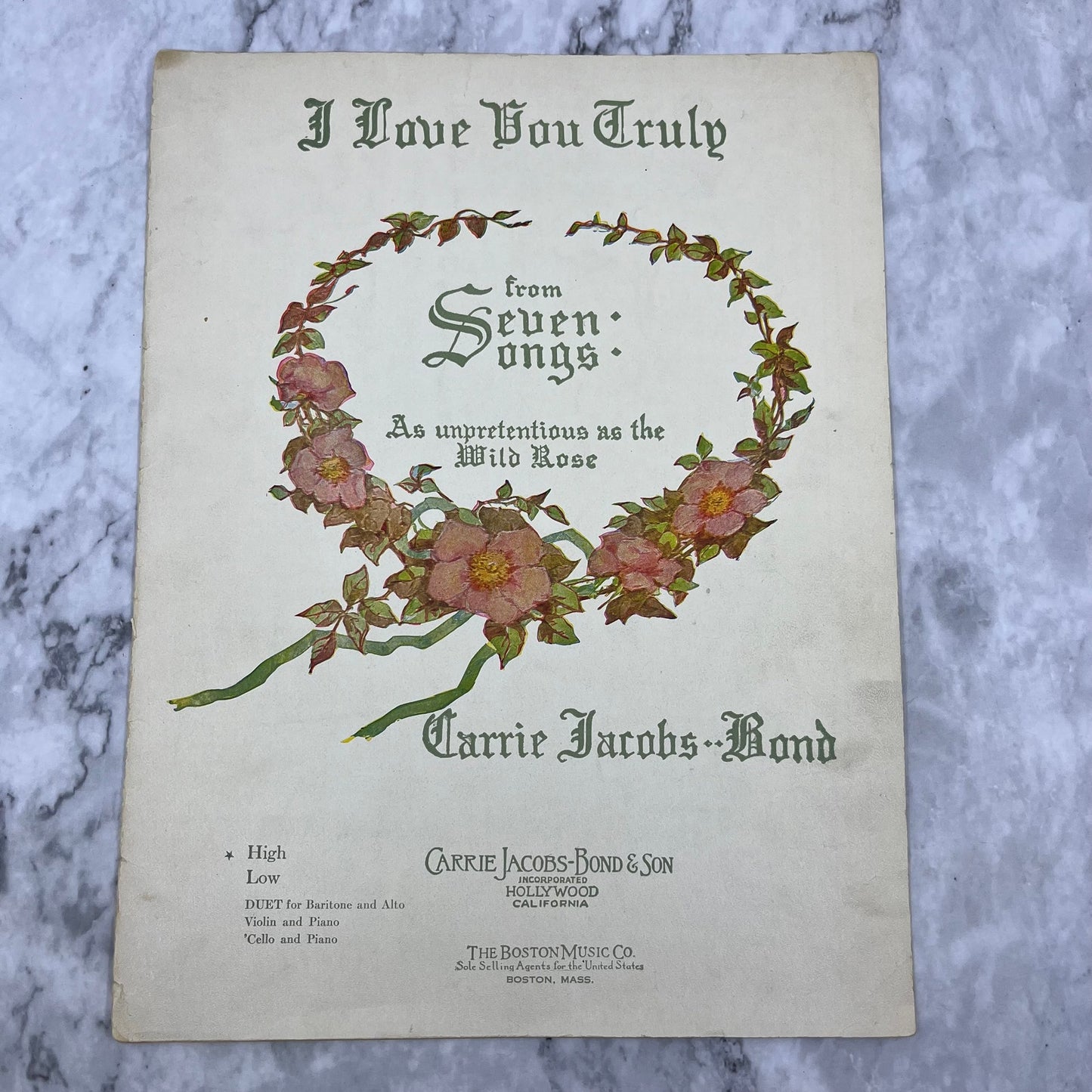 I Love You Truly Vtg Sheet Music From Seven Songs Carrie Jacobs Bond V42-4-2