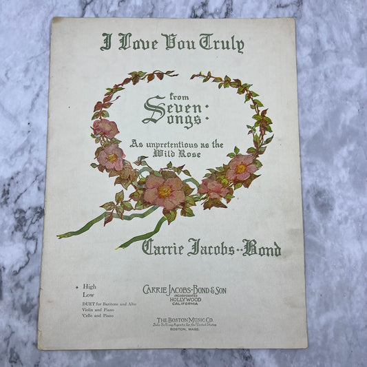 I Love You Truly Vtg Sheet Music From Seven Songs Carrie Jacobs Bond V42-4-2