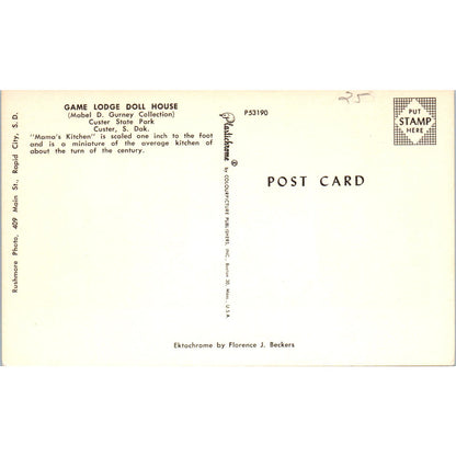 Game Lodge Doll House Mabel D. Gurney Custer South Dakota Original Postcard PB9