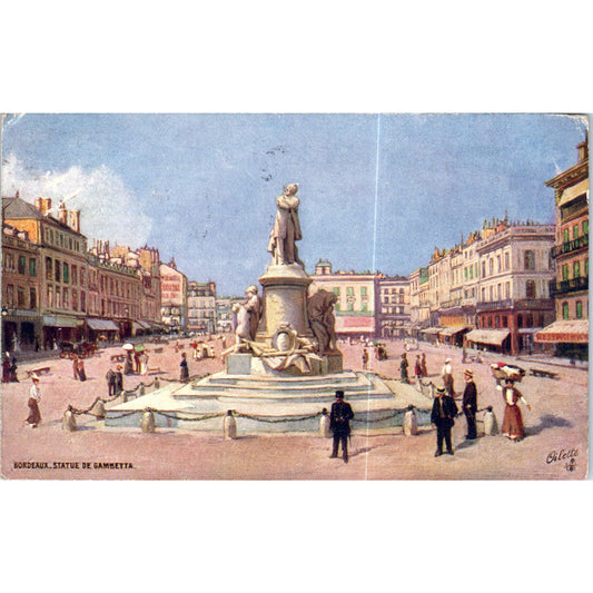 Bordeaux Statue De Gambetta Raphael Tuck Oilette Original Postcard P2-12
