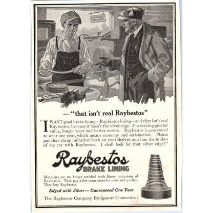 c1920 Harper's Magazine Ad - Raybestos Brake Lining Bridgeport CT EA3