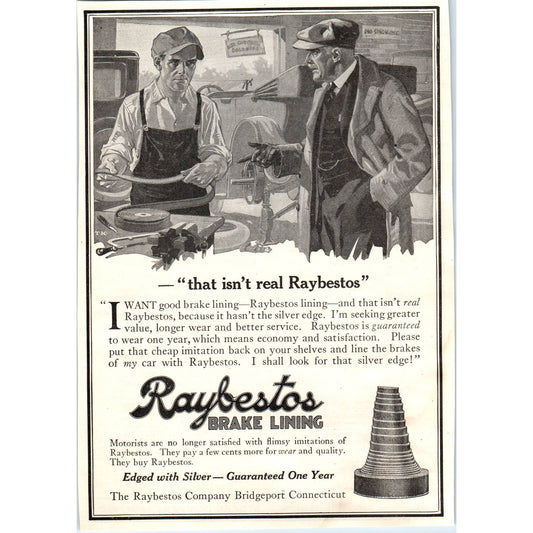 c1920 Harper's Magazine Ad - Raybestos Brake Lining Bridgeport CT EA3