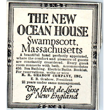 c1920 Harper's Magazine Ad - The New Ocean House Hotel Swampscott MA EA3-2