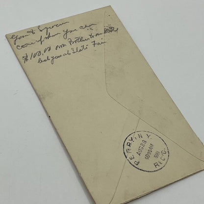 1906 Postal Cover & Letter Pine City to Perry NY Charles Bun AA6