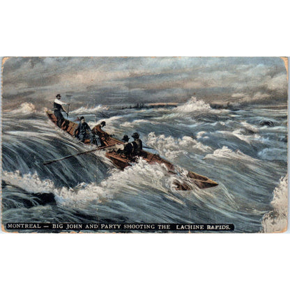 Montreal Big John and Party Shooting the Lachine Rapids Original Postcard TK1-21