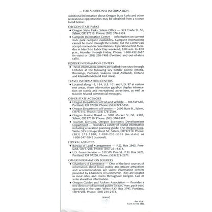 1984 Oregon State Parks General Fee Schedule Leaflet SF3