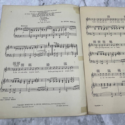 Irving Berlin's Sunshine 1928 Sheet Music TK2-SM4