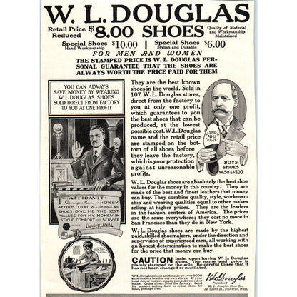 W.L. Douglas Shoe Company Brockton Mass - 1921 Original Ad TJ7-L