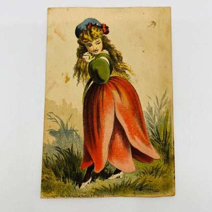 1880s Victorian Calling Card Girl in Tulip Flower Dress Emma Williams AA2