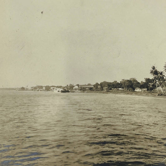 1903 Original Sepia Photograph View of  Frontera From Grijalva River Mexico AC7