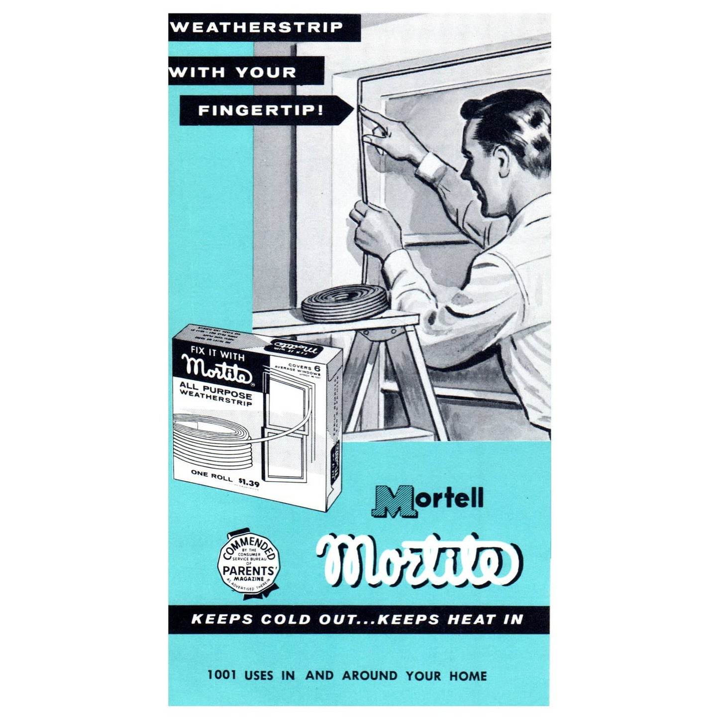 1950s MCM Advertising Brochure Mortell Mortite Weatherstrip Foamflex SE4