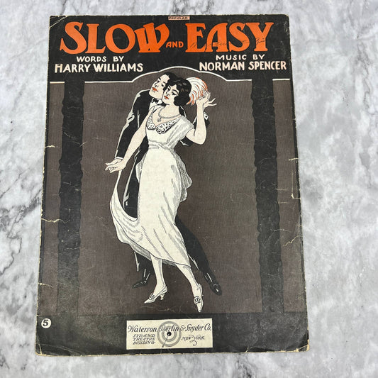 Slow and Easy Harry Williams Norman Spencer 1919 Sheet Music TK2-SM3