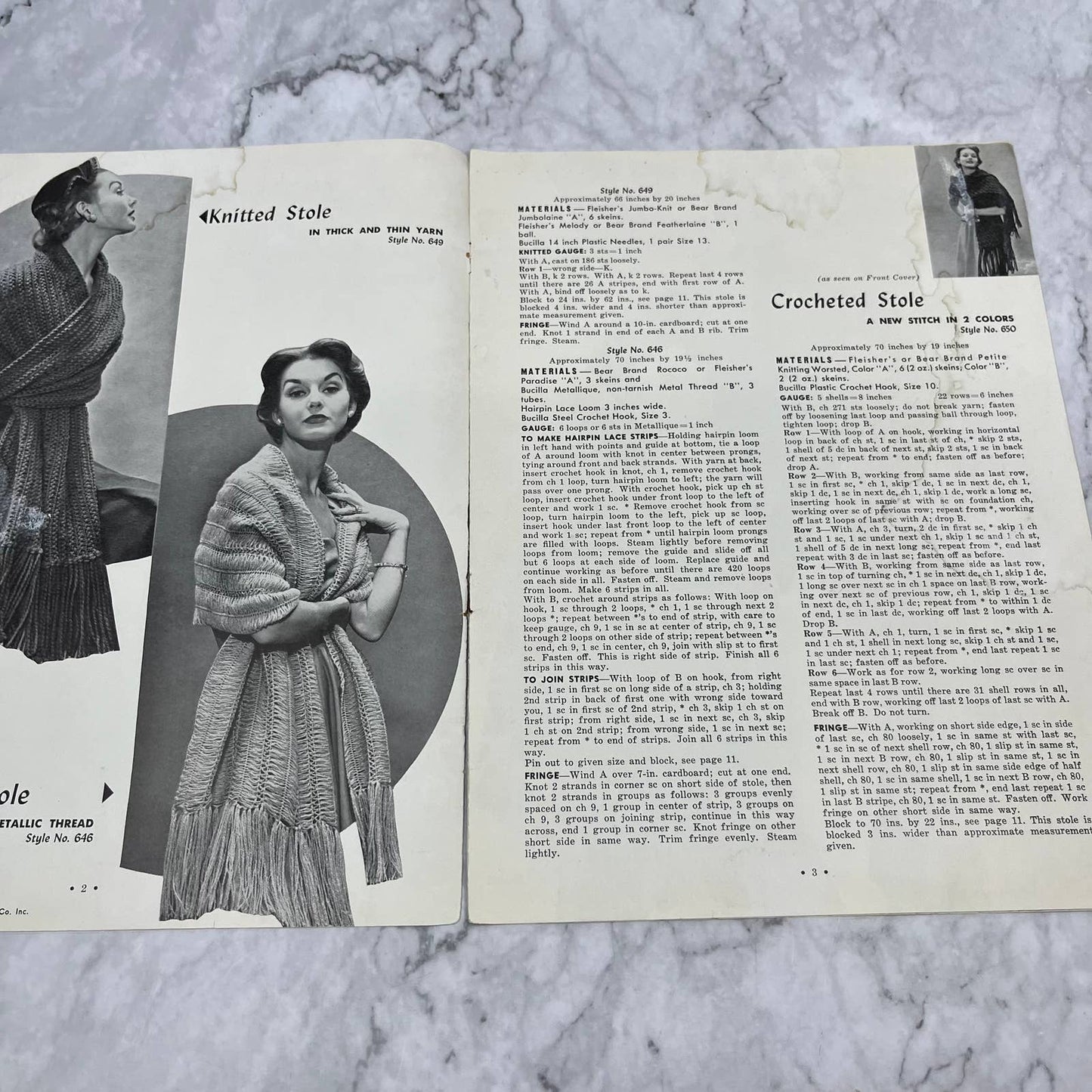 New Stoles Cover-ups 1952 V27 Knitting Crochet Fringe Feather Fan Ribbed TJ3