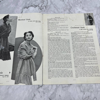 New Stoles Cover-ups 1952 V27 Knitting Crochet Fringe Feather Fan Ribbed TJ3