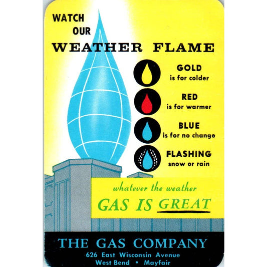 1964 Weather Flame Gas Company West Bend Mayfair Milwaukee Braves Schedule SE5