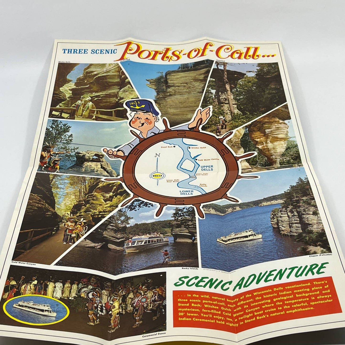 1960s Wisconsin Dells Captain Seemore Scenic Boat Trips Fold Out Brochure AC1