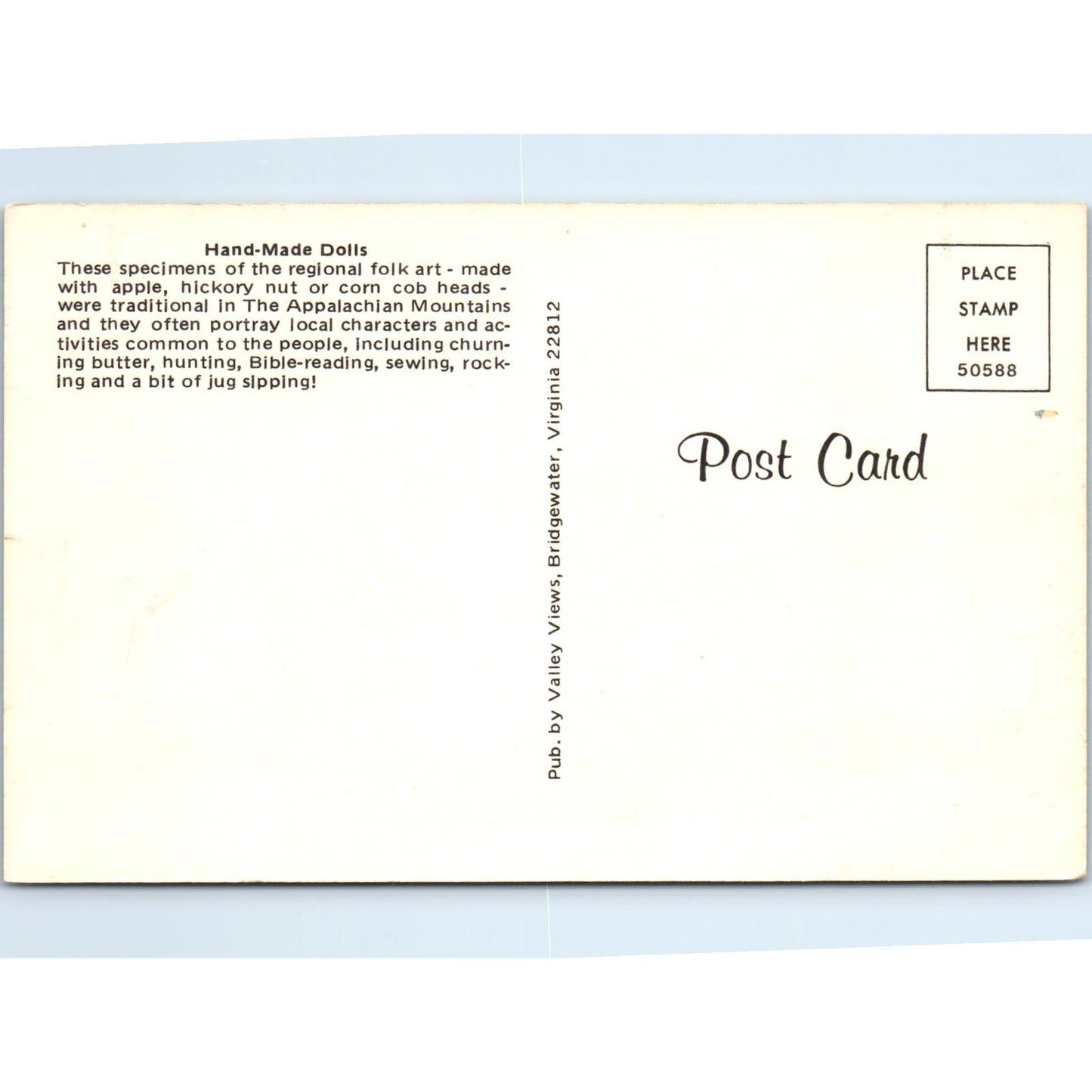 Handmade Dolls Appalachian Folk Art Original Postcard PB5