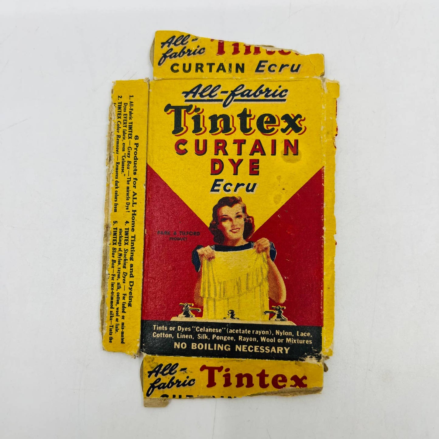 1930s TINTIX Curtain Dye Ecru All Fabric Advertising BOX EA4