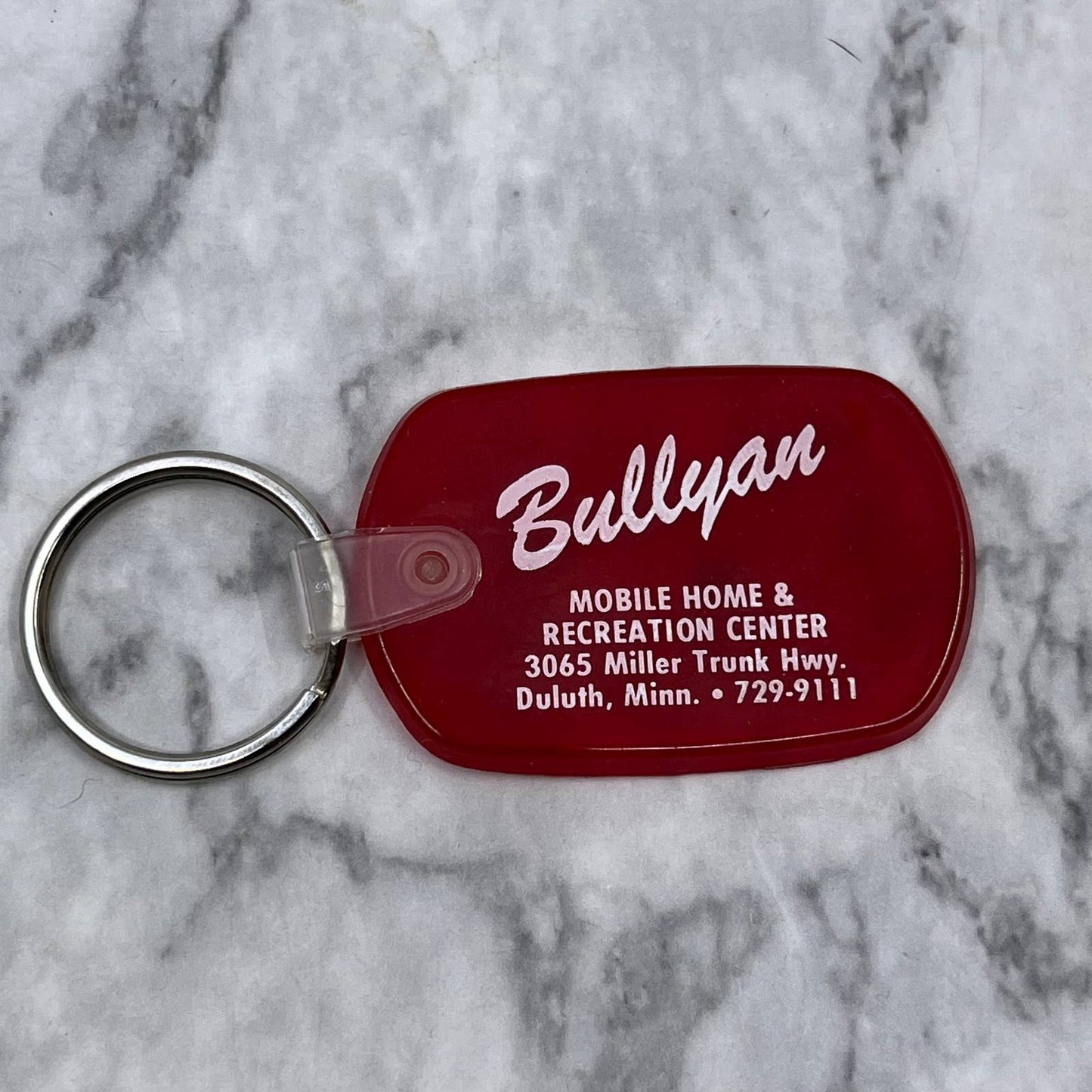 VTG Duluth MN Advertising Keychain Bullyan Mobile Home & Recreation Center SF1