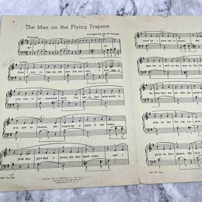 The Man on the Flying Trapeze A John W. Schaum 1947 Sheet Music V37-5